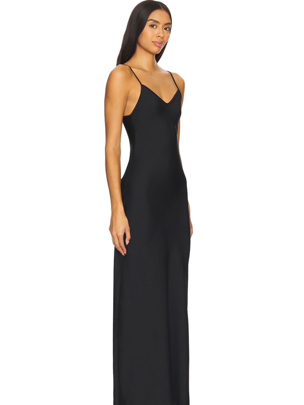 Revolve AllSaints Black Slip Silky Maxi Dress with Thin Cami Straps - Size 4 - Picture 2 of 3